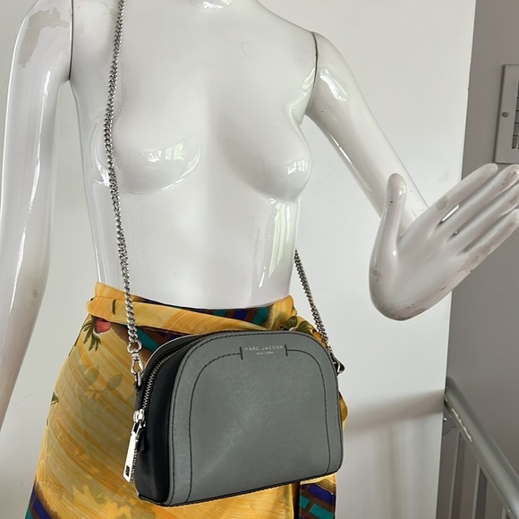 Marc Jacobs Playback Gray Black White Leather Crossbody Zip Shoulder Bag - Picture 7 of 11